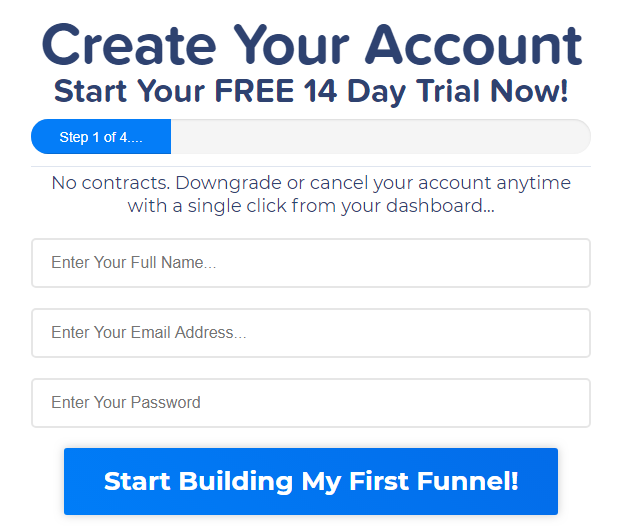 ClickFunnels Free 14 Day Trial Sign Up Page - Create Account